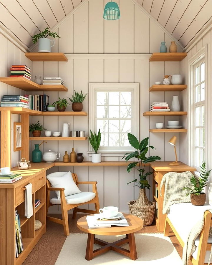 Open Shelving for a Cozy Aesthetic - 25 One Room Cabin Interior Design Ideas