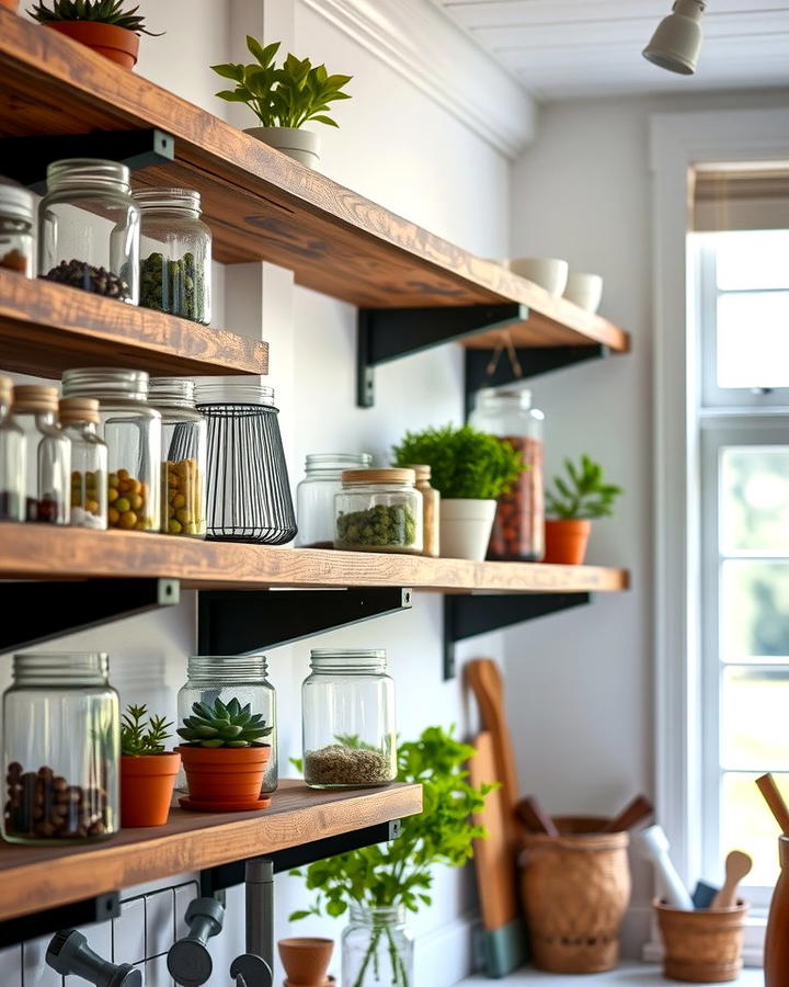 Open Shelving for a Farmhouse Feel - 25 Rustic Barndominium Interior Design Ideas