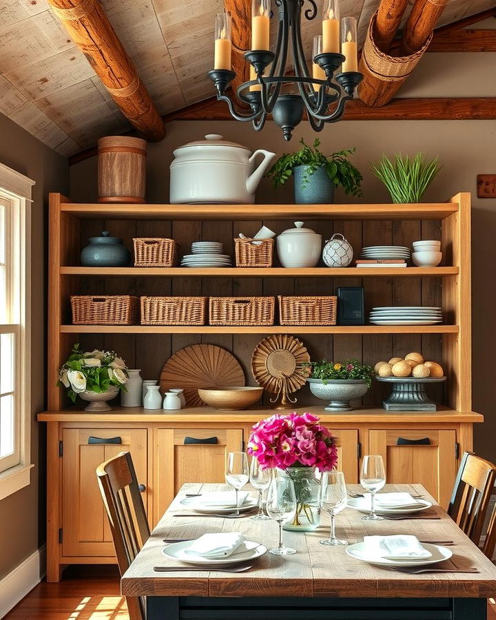 Open Shelving with Baskets - 30 Dining Room Storage Ideas