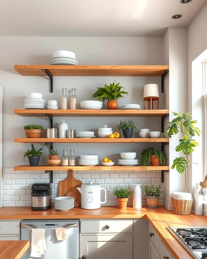 Open Shelving with Natural Materials - 25 Organic Kitchen Design Ideas