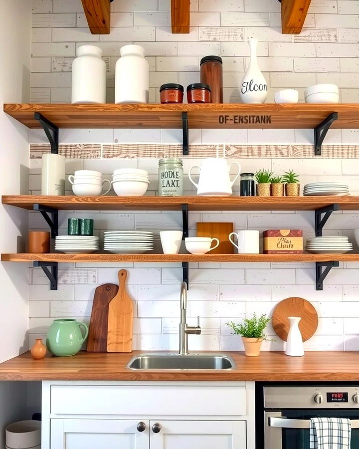 Open Shelving with Reclaimed Wood - 25 Organic Kitchen Design Ideas