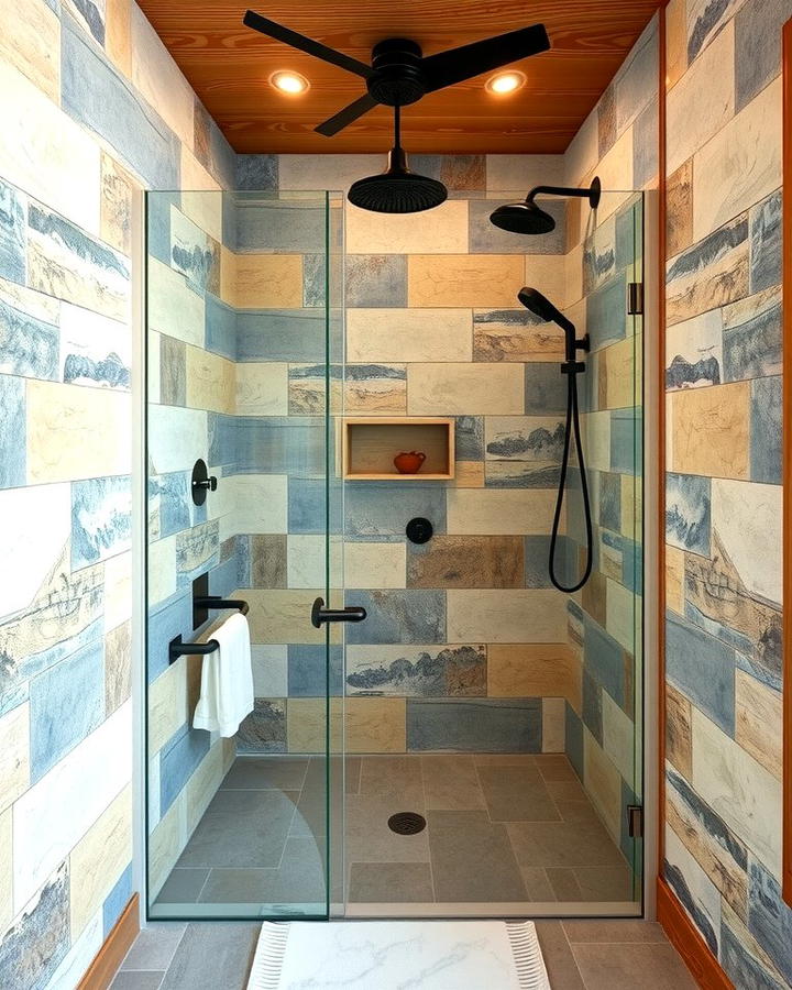 Open Shower Design for Spaciousness - 25 Rustic Walk-in Shower Ideas