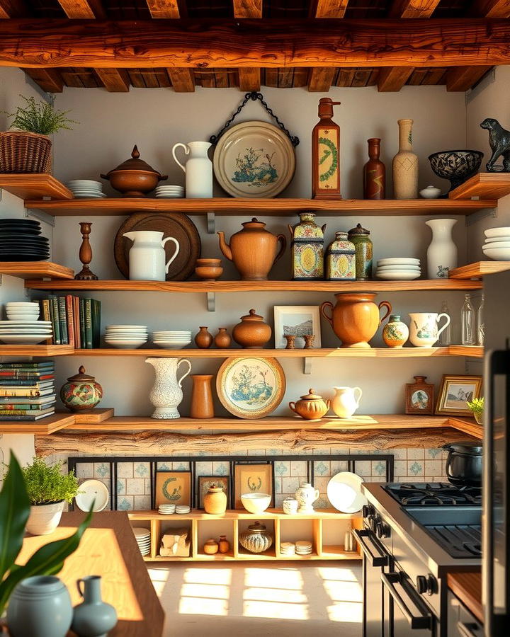 Open Wooden Shelving - 25 Southwestern Kitchen Ideas