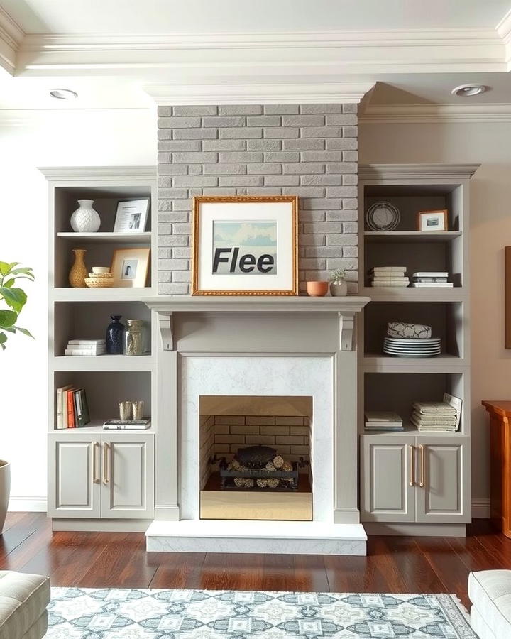 Open and Closed Storage Combination - 30 Fireplace Built-in Ideas