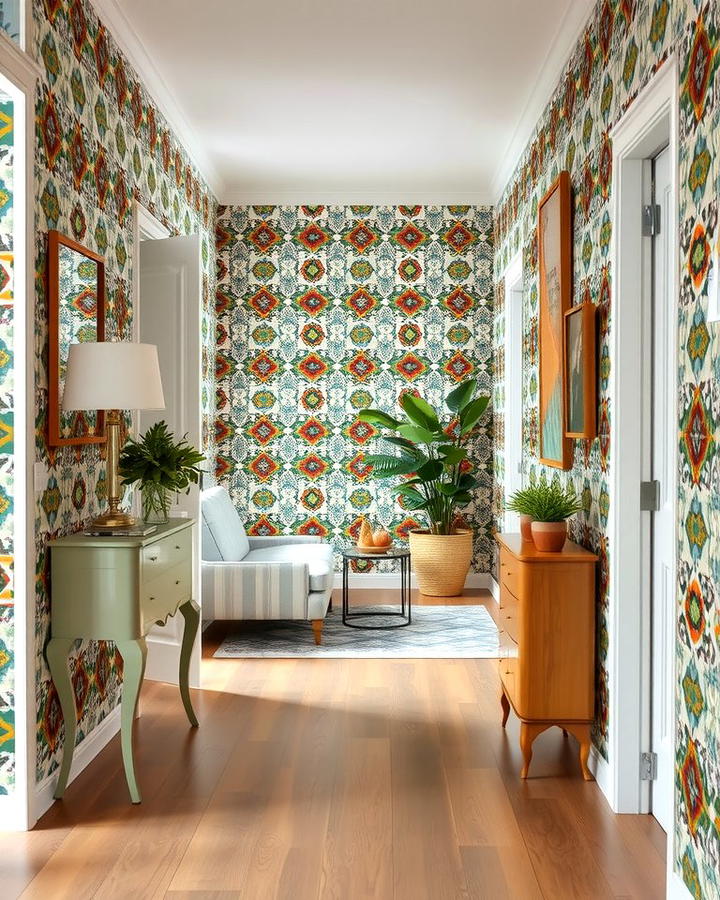 Opt for Bold Wallpaper - 30 Boho Hallway Ideas