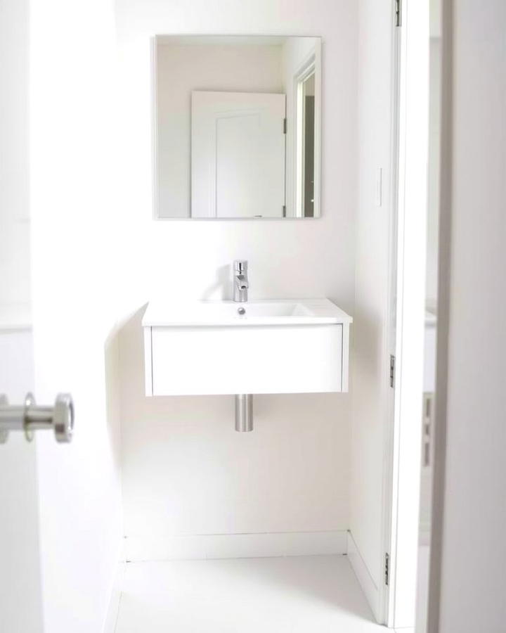 Opt for Floating Vanities - 30 Small White Bathroom Ideas