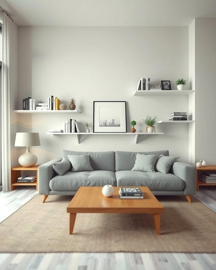 Opt for Minimalist Shelving - 25 Simple Living Room Ideas