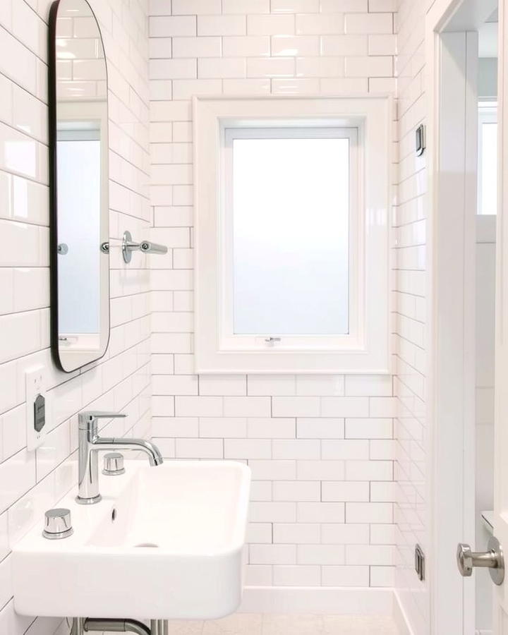 Opt for White Subway Tiles - 30 Small White Bathroom Ideas