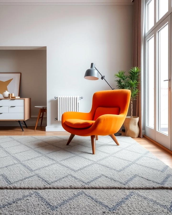 Orange Accent Chairs with Grey Carpets - 25 Orange and Grey Living Room Ideas