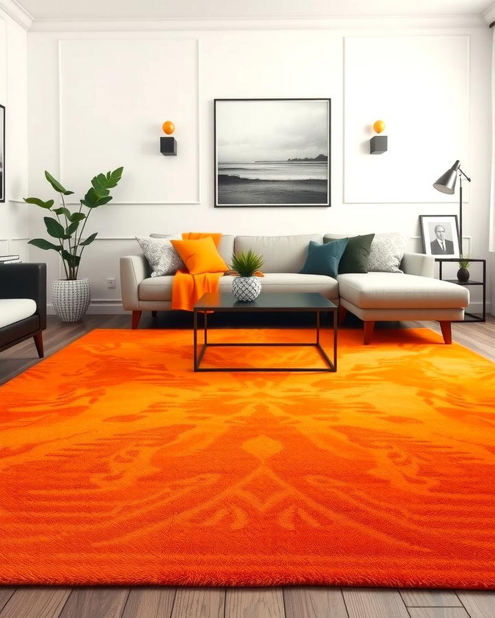 Orange Area Rug as a Focal Point - 25 Orange Room Ideas