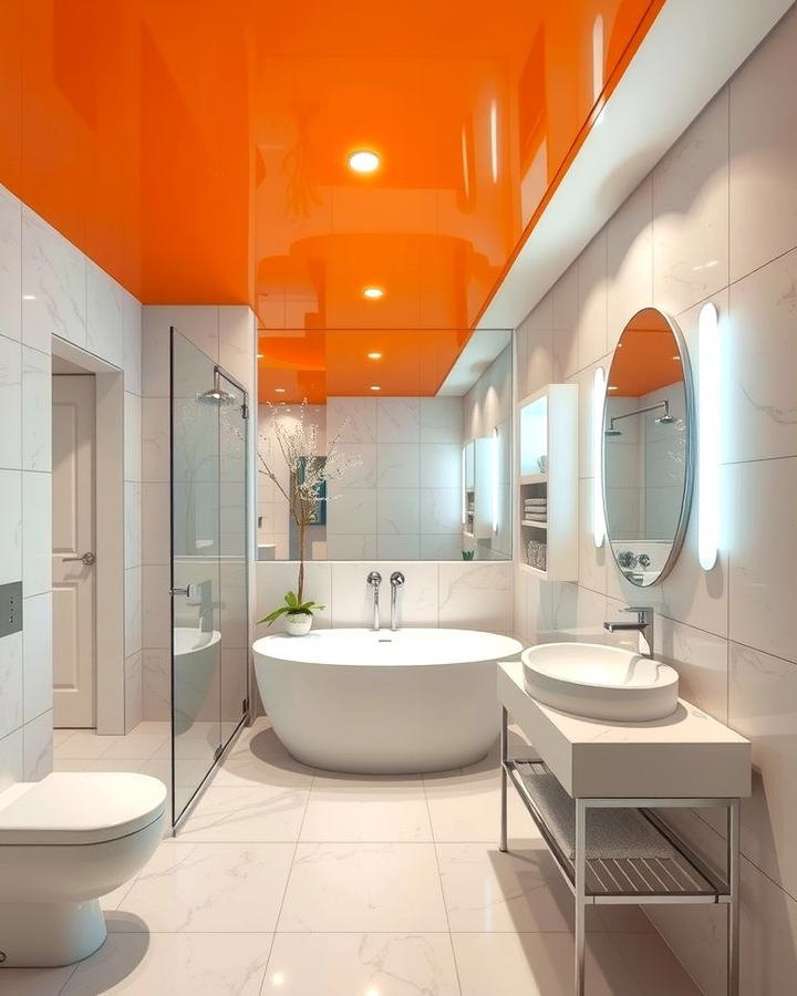 Orange Ceiling - 25 Orange Bathroom Ideas