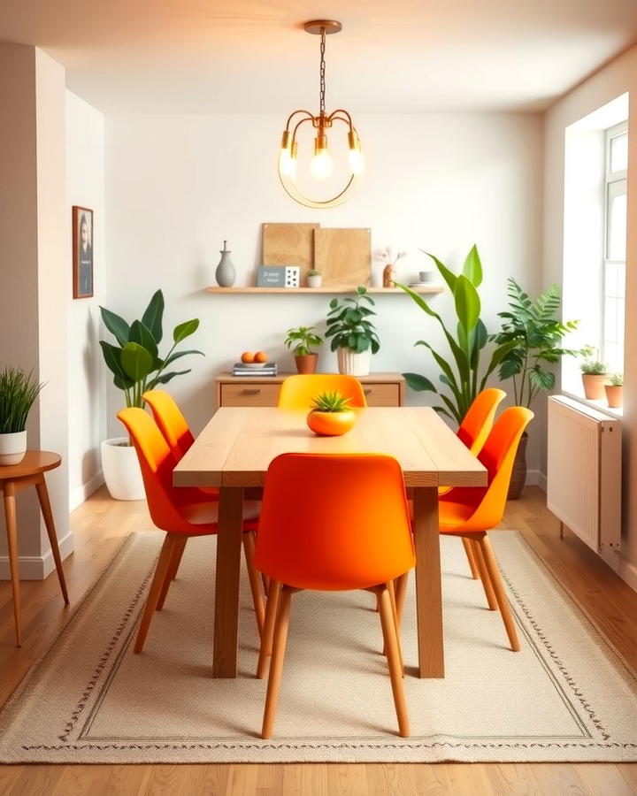 Orange Dining Chairs for a Pop - 25 Orange Room Ideas