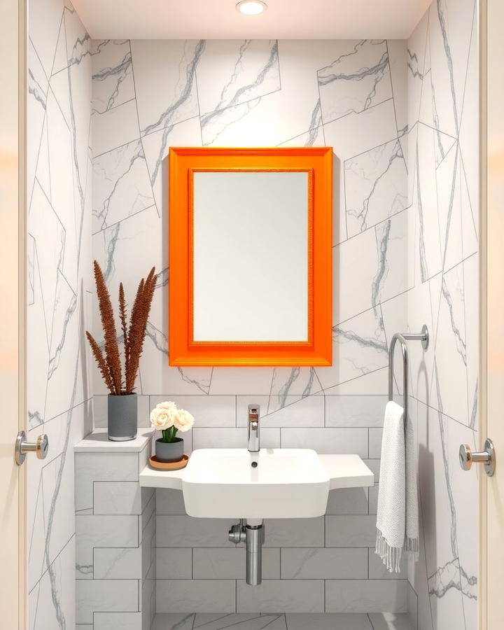 Orange Framed Mirror - 25 Orange Bathroom Ideas