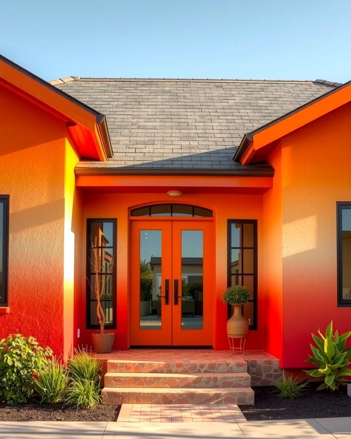 Orange Ombre with Gradient Shades - 25 Orange House Exterior Ideas