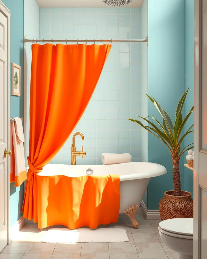 Orange Shower Curtain - 25 Orange Bathroom Ideas