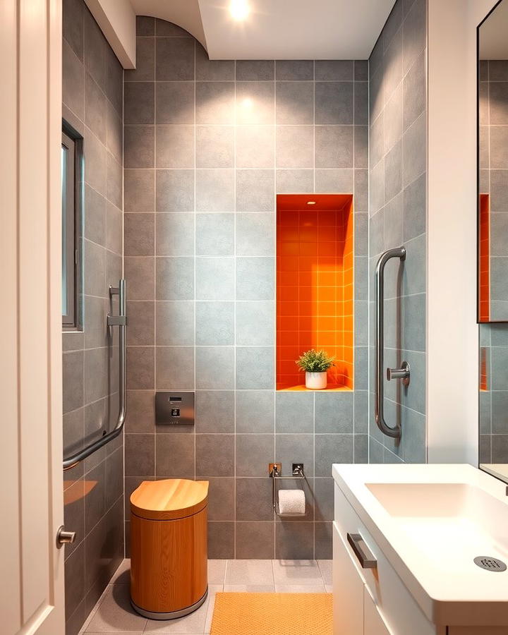 Orange Shower Niche - 25 Orange Bathroom Ideas