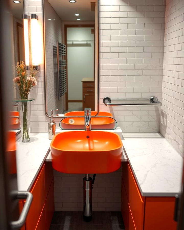 Orange Sink Basin - 25 Orange Bathroom Ideas