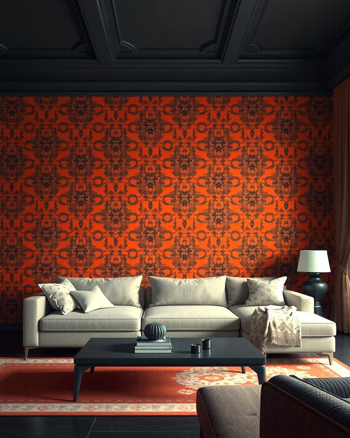 Orange Wallpaper for Visual Interest - 25 Orange Room Ideas
