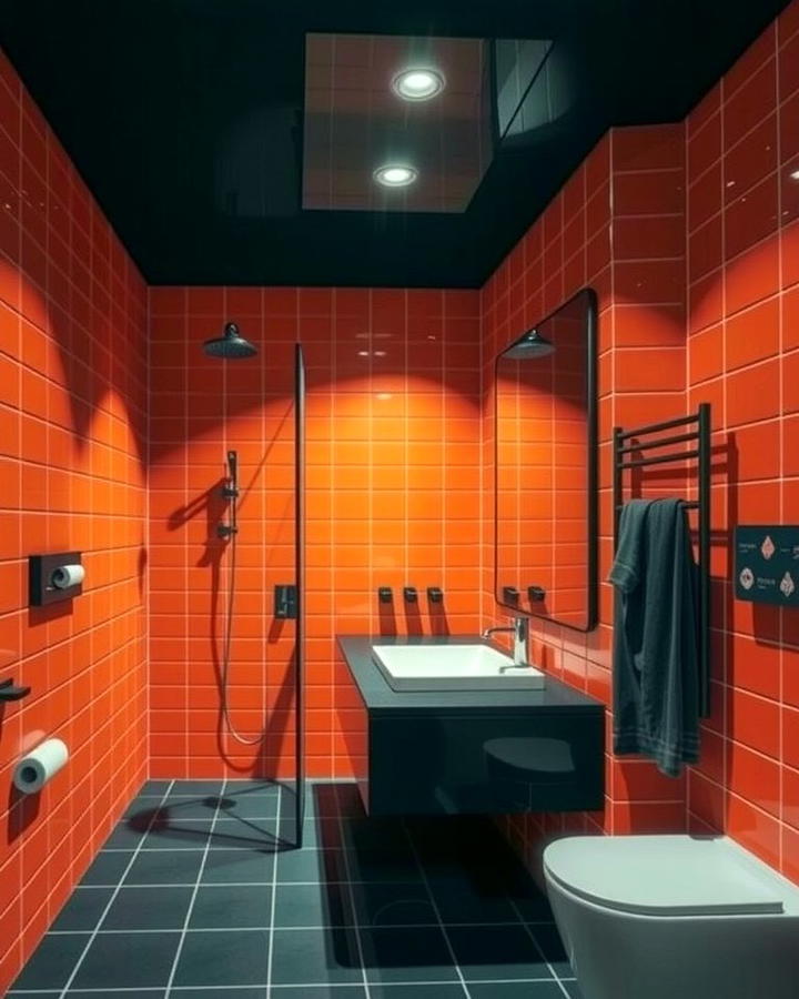 Orange and Black Theme - 25 Orange Bathroom Ideas