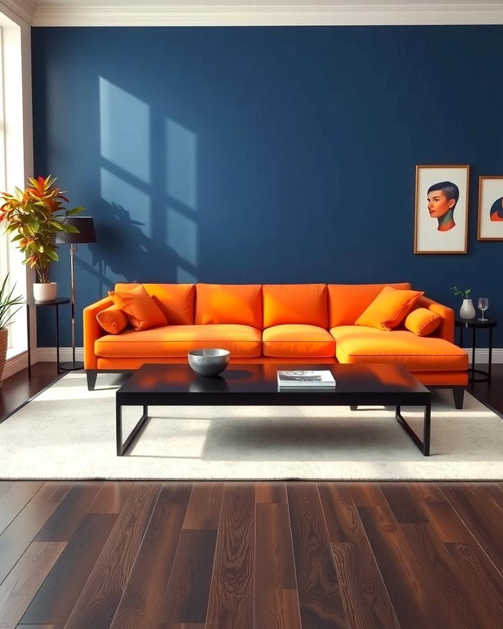 Orange and Blue Contrast - 25 Orange Room Ideas