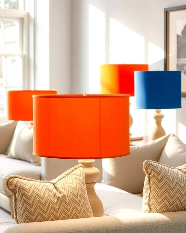 Orange and Blue Lampshades - 25 orange and blue living room ideas