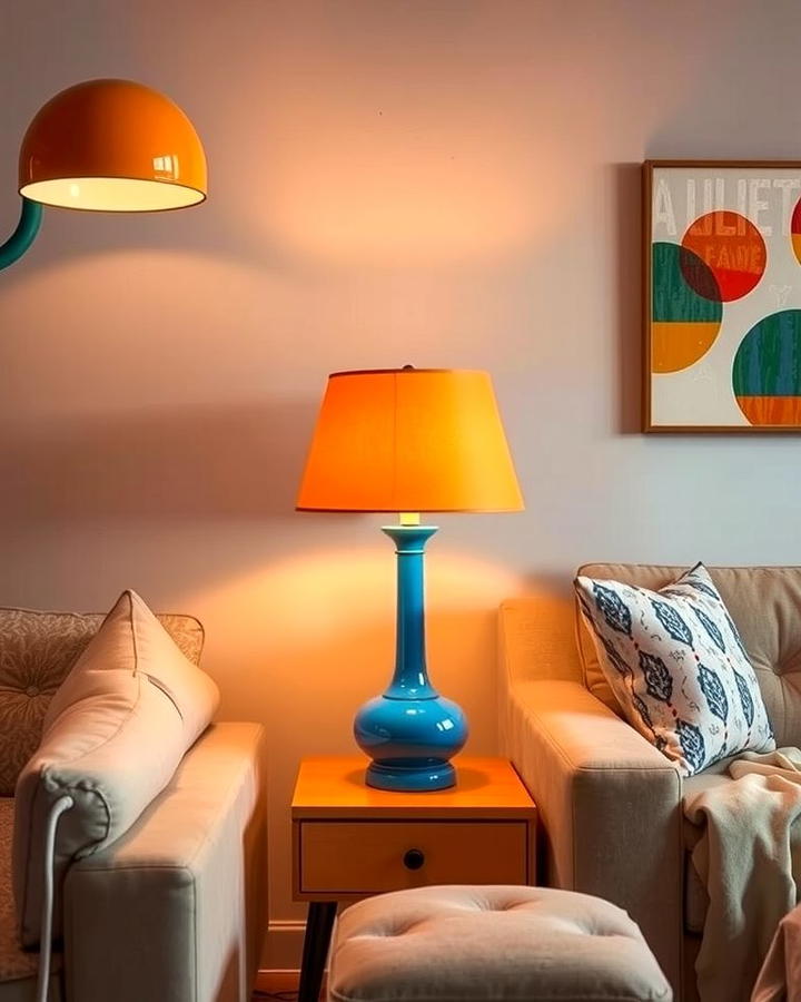 Orange and Blue Lighting - 25 orange and blue living room ideas