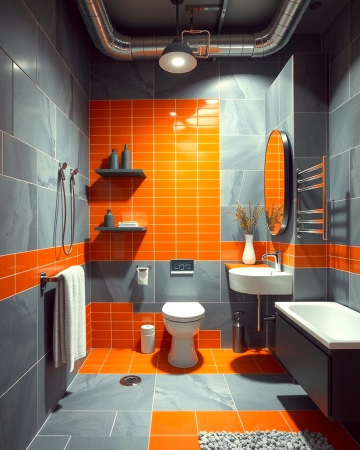 Orange and Gray Contrast - 25 Orange Bathroom Ideas