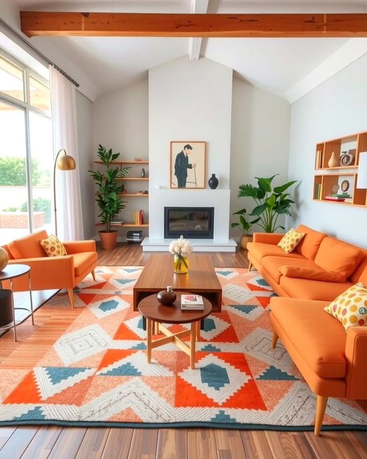 Orange and Grey Checkerboard Patterns - 25 Orange and Grey Living Room Ideas