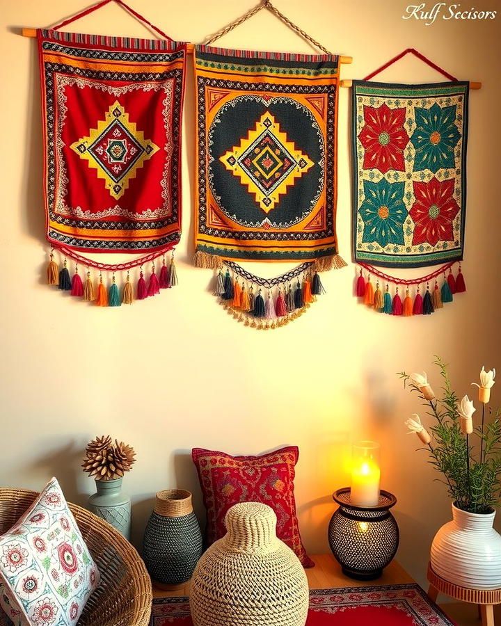 Ornamental Wall Hangings - 25 Moroccan Themed Bedroom Ideas