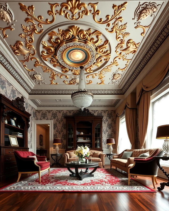 Ornate Ceiling Medallions - 25 Victorian Living Room Ideas