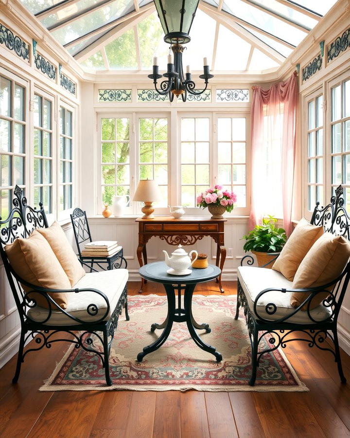 Ornate Iron Furniture - 25 Victorian Sunroom Ideas