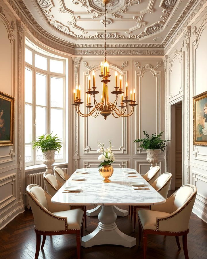 Ornate Wall Molding - 25 Parisian Dining Room Ideas