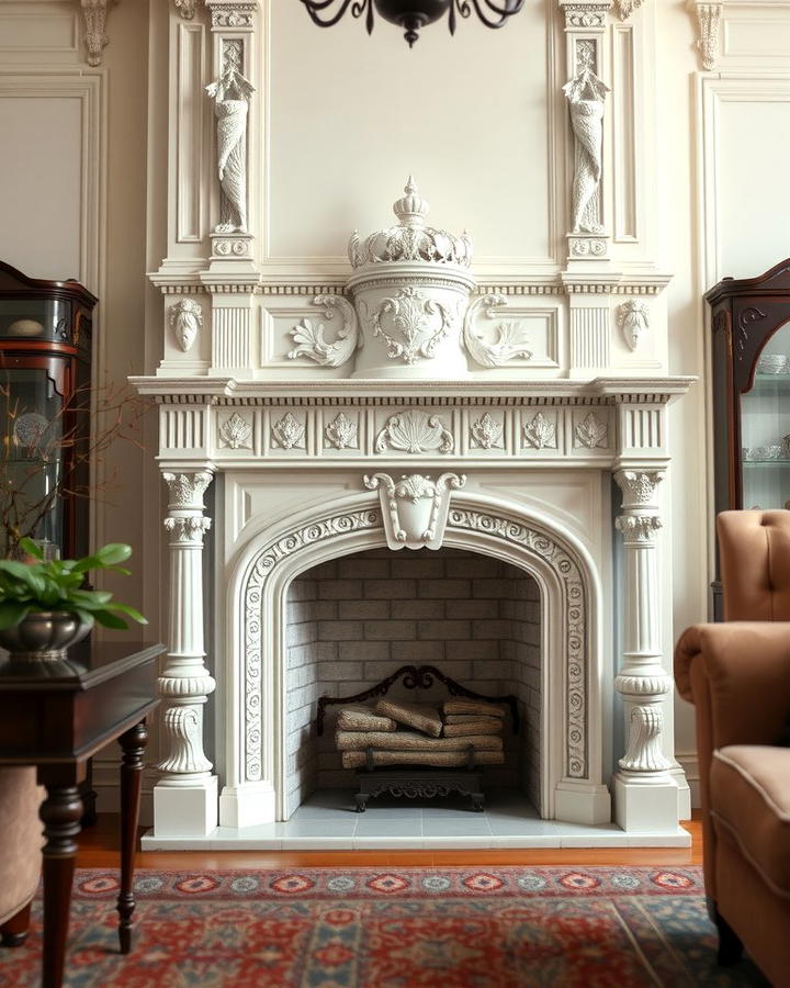 Ornate White Mantel Fireplace - 25 White Fireplace Ideas