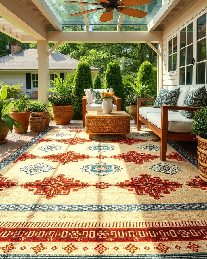 Outdoor Area Rug 2 - 30 Farmhouse Patio Ideas