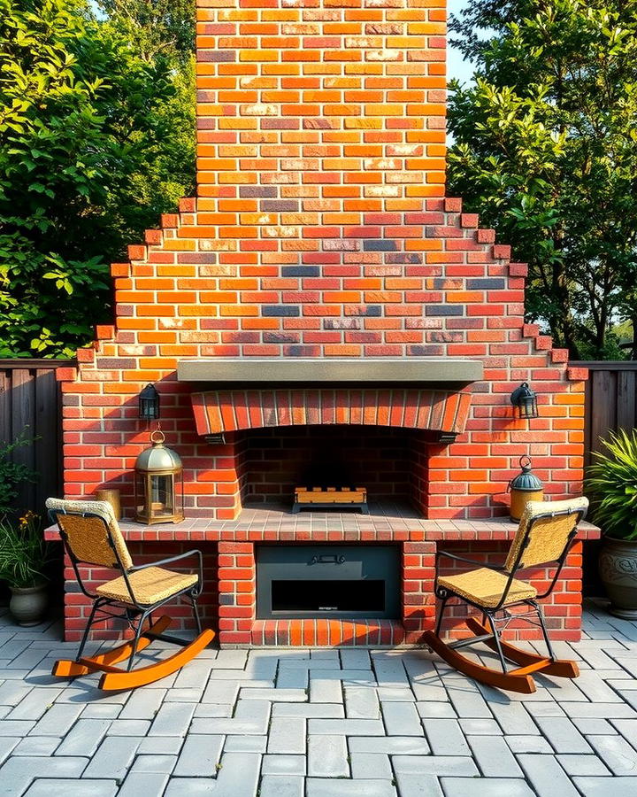 Outdoor Brick Fireplace Retreat - 25 Rustic Brick Fireplace Ideas