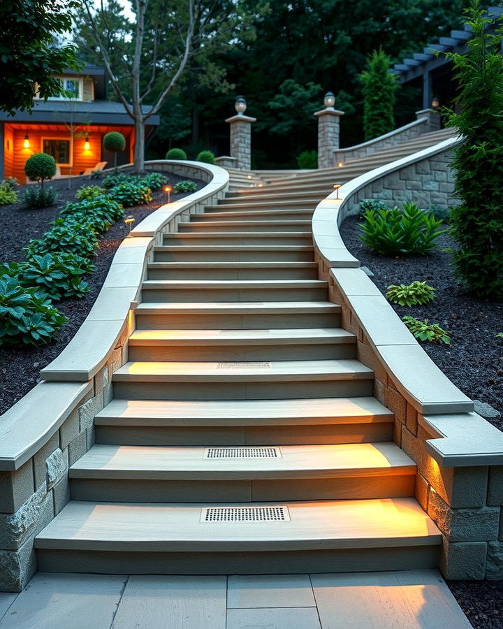 Outdoor Curved Stairs for Garden Access - 30 Curved Staircase Ideas