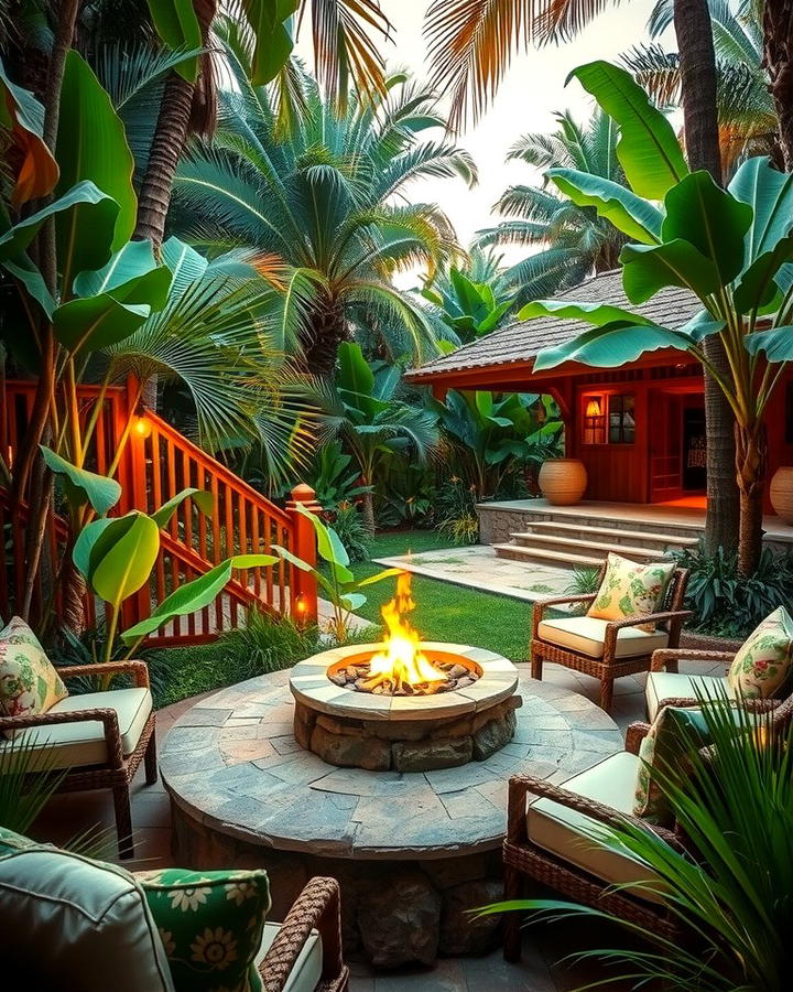 Outdoor Fire Pit Areas - 25 Tropical Garden Ideas