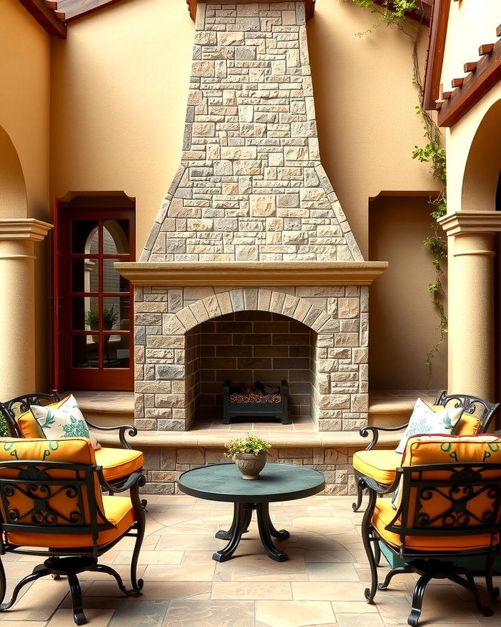 Outdoor Fireplace for Cozy Evenings - 25 spanish style patio ideas