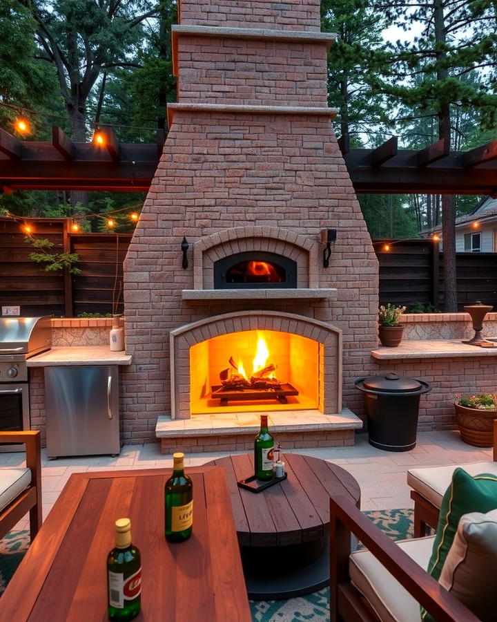 Outdoor Fireplace with a Built in Pizza Oven - 25 Outdoor Corner Fireplace Ideas