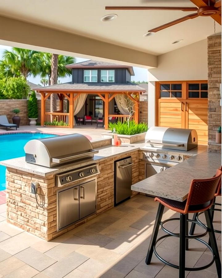 Outdoor Kitchen and Grilling Area - 25 Pool Patio Ideas