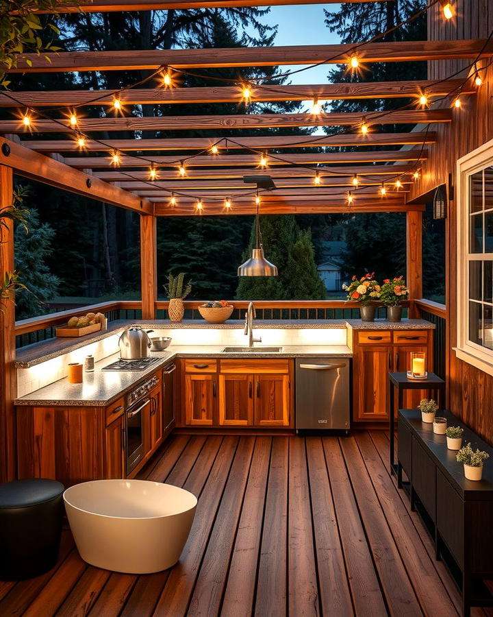 Outdoor Kitchen with Ambient Lighting Features - 25 Outdoor Kitchen on Deck