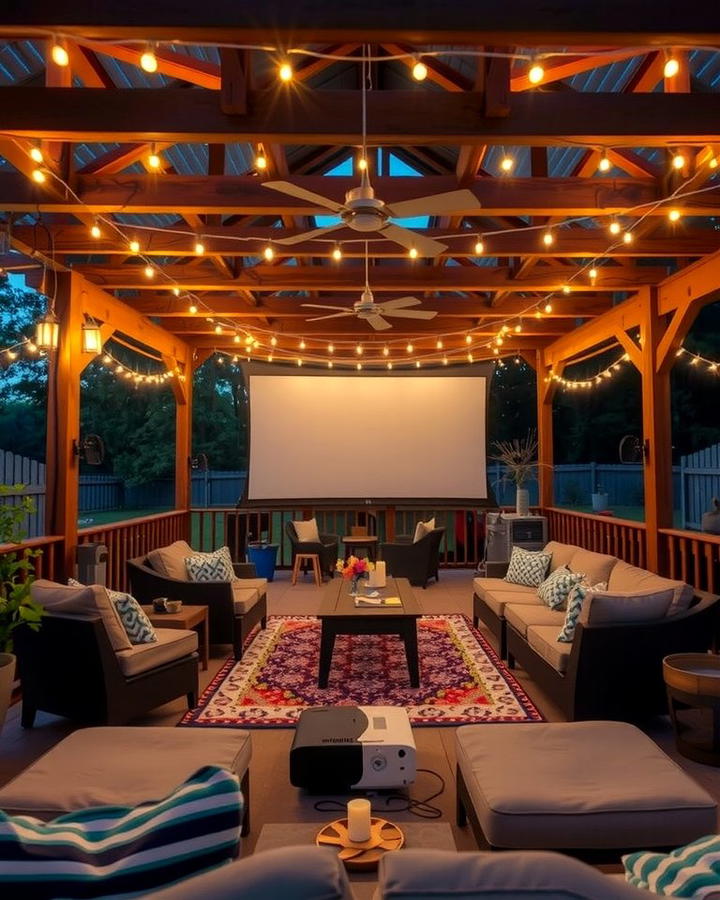 Outdoor Movie Night - 25 Under Deck Landscaping Ideas