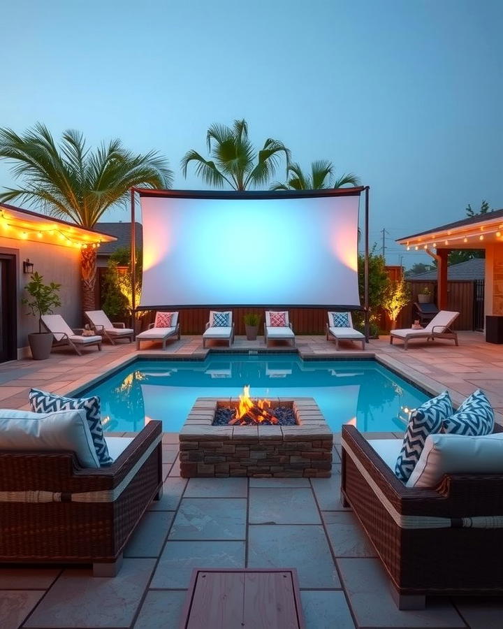 Outdoor Movie Screen - 25 Pool Patio Ideas