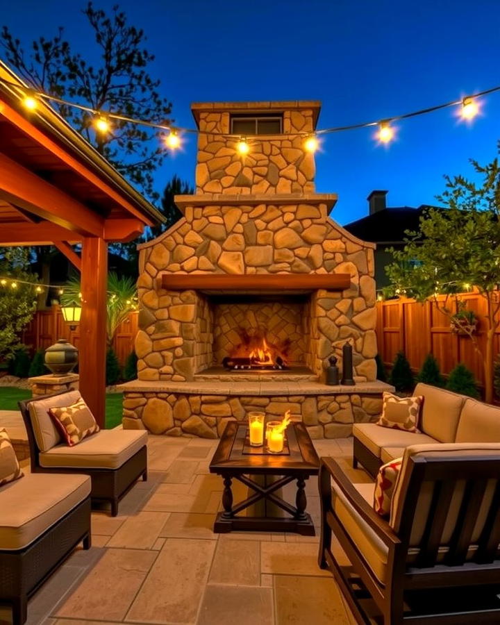 Outdoor River Rock Fireplace for Patios - 25 River Rock Fireplace Ideas