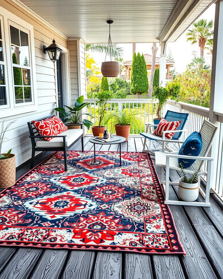 Outdoor Rug Accents - 25 Small Deck Ideas