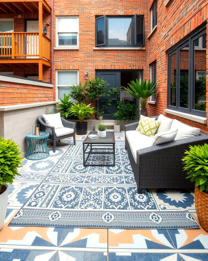 Outdoor Rug to Define the Space - 25 townhouse patio ideas