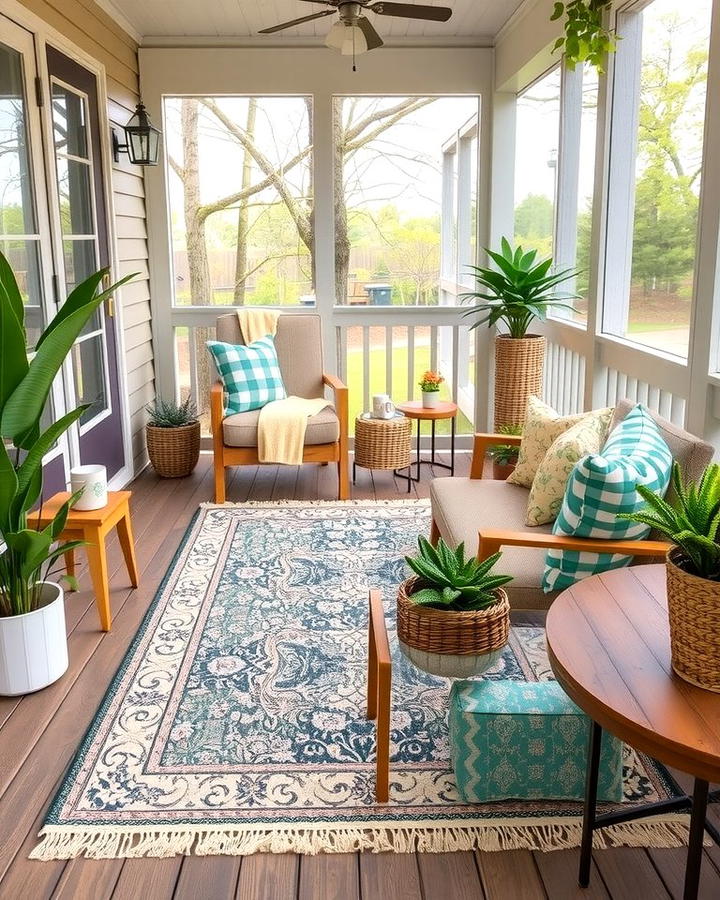 Outdoor Rug - 25 Small Screened-in Porch Ideas