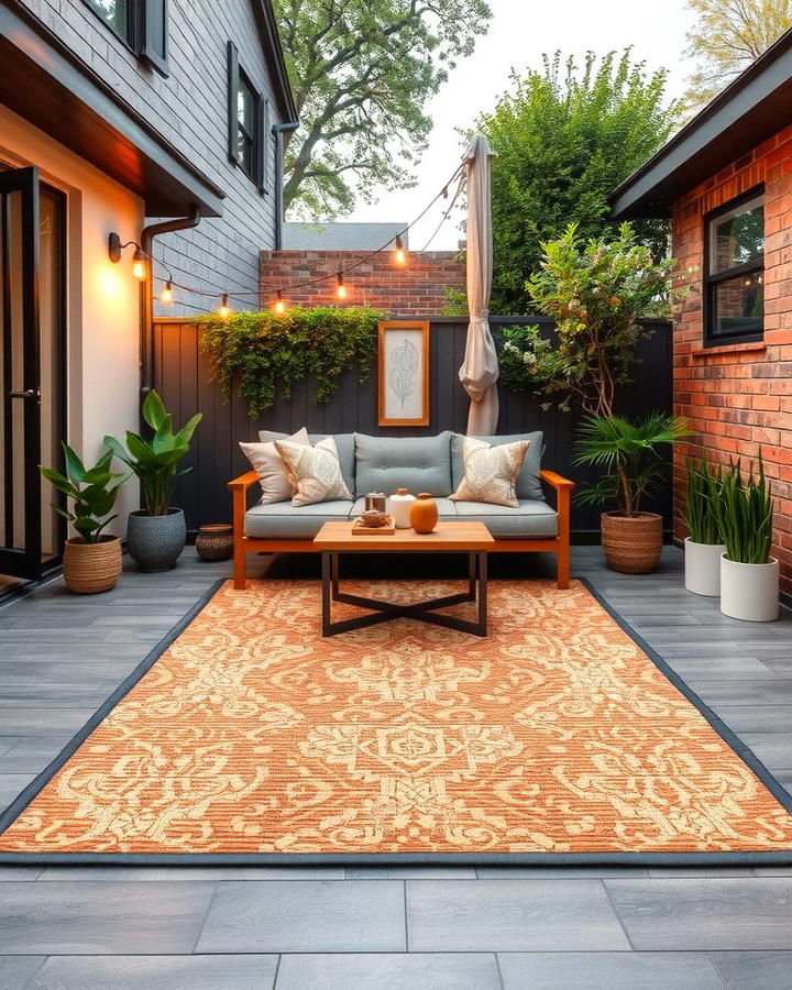 Outdoor Rugs for Defined Zones - 25 Small Backyard Landscaping Ideas