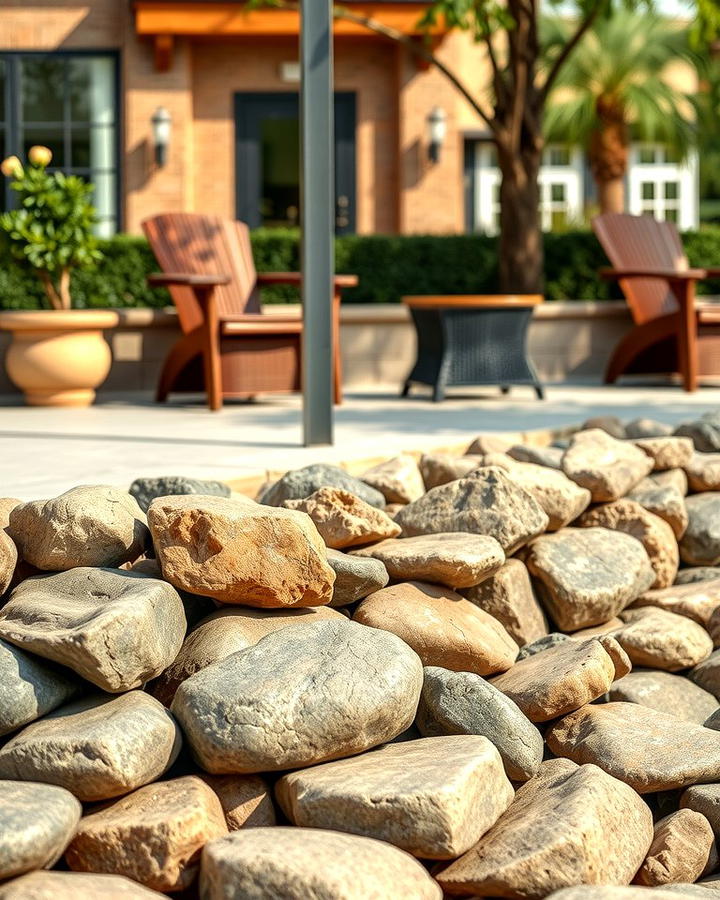 Outdoor Seating Area Accent - 25 River Rock Edging Ideas