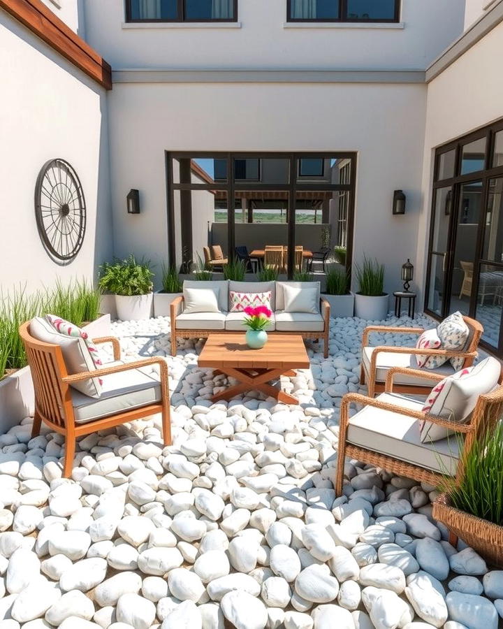 Outdoor Seating Areas - 25 White Rock Landscaping Ideas